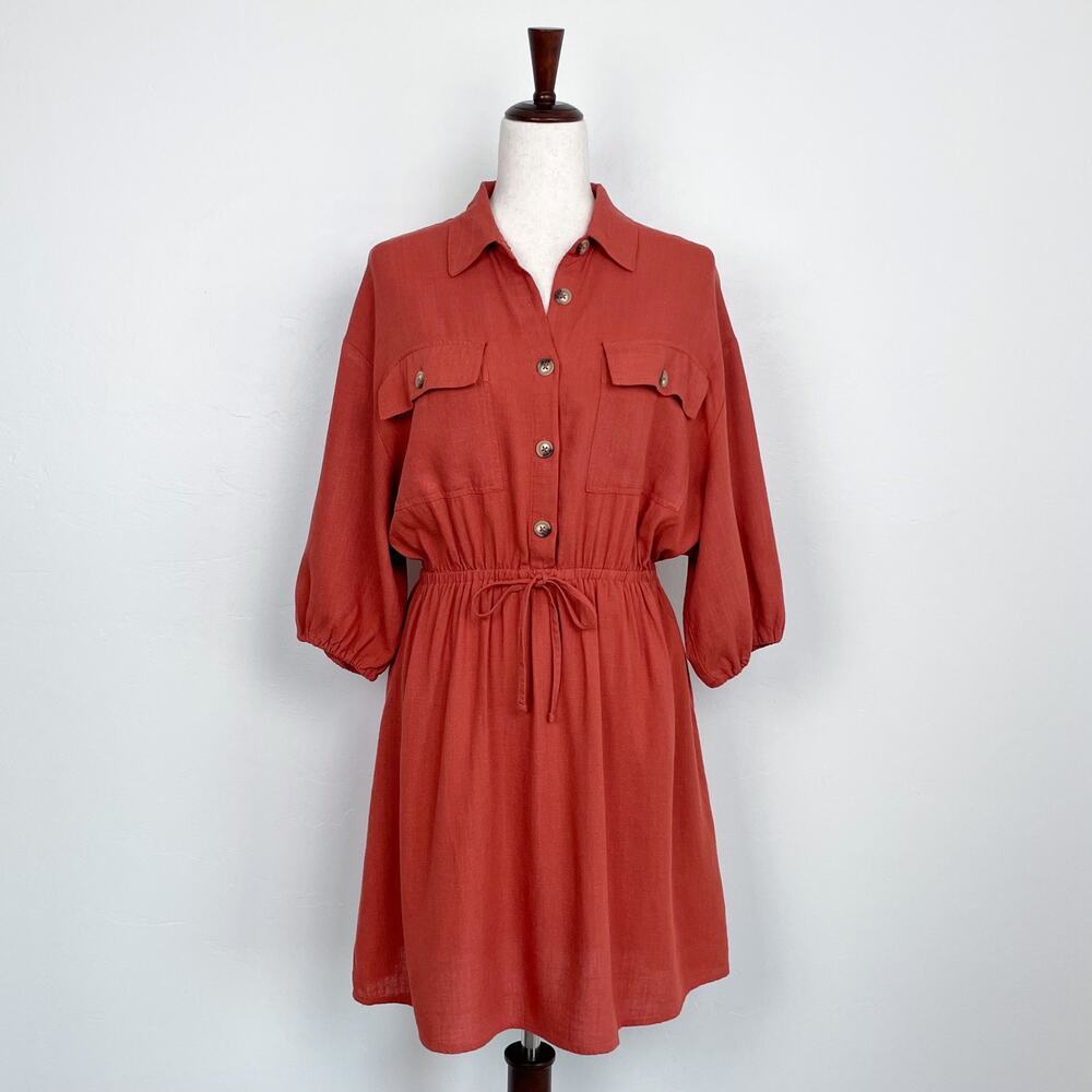Women's Long Sleeve Dress in Rust